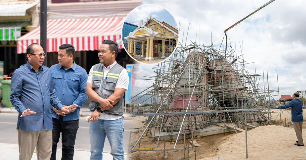 អភិបាលខេត្តកំពត ចុះពិនិត្យវឌ្ឍនភាពនៃការសាងសង់រូបសំណាកបាតដៃ និងវិថីអាហារ ដែលកំពុងសាងសង់ ក្នុងក្រុងកំពត