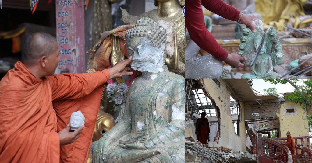 វត្តកែវសិក្ខាគិរីស្វារៈ រងការខូចខាតយ៉ាងធ្ងន់ធ្ងរ ដែលបន្សល់ទុកពីសង្គ្រាមឈ្លានពានរបស់ថៃ