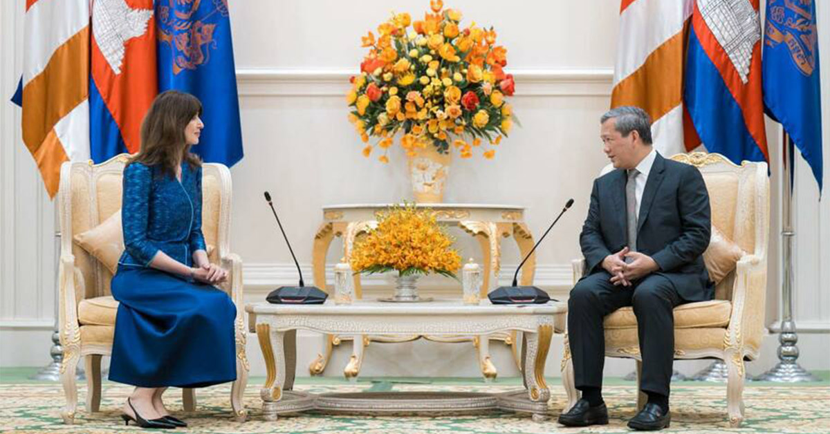 សម្តេចធិបតី ហ៊ុន ម៉ាណែត ទទួលជួបជាមួយ លោកជំទាវ Vladanka Andreeva អ្នកសម្របសម្រួល អង្គការសហប្រជាជាតិប្រចាំកម្ពុជា ក្នុងជំនួបសម្តែងការគួរសម និងពិភាក្សាការងារ