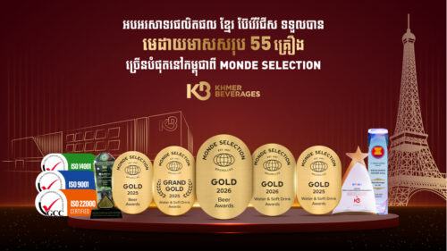 មោទនភាពថ្មីដ៏អស្ចារ្យ! ខ្មែរ ប៊ែវើរីជីស ឈ្នះមេដាយមាស ១០ គ្រឿងបន្ថែម ពី Monde Selection បង្កើតកំណត់ត្រាថ្មីសរុប ៥៥ មេដាយមាសលើឆាកអន្តរជាតិ